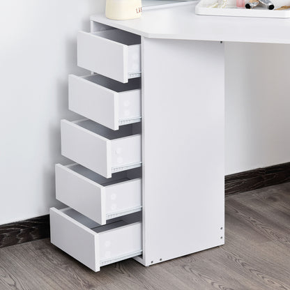 Table de maquillage d'angle miroir triptyque avec tiroirs