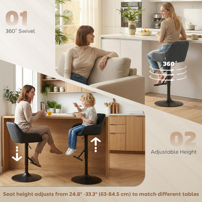 Tabourets de bar pivotants hauteur réglable avec dossier