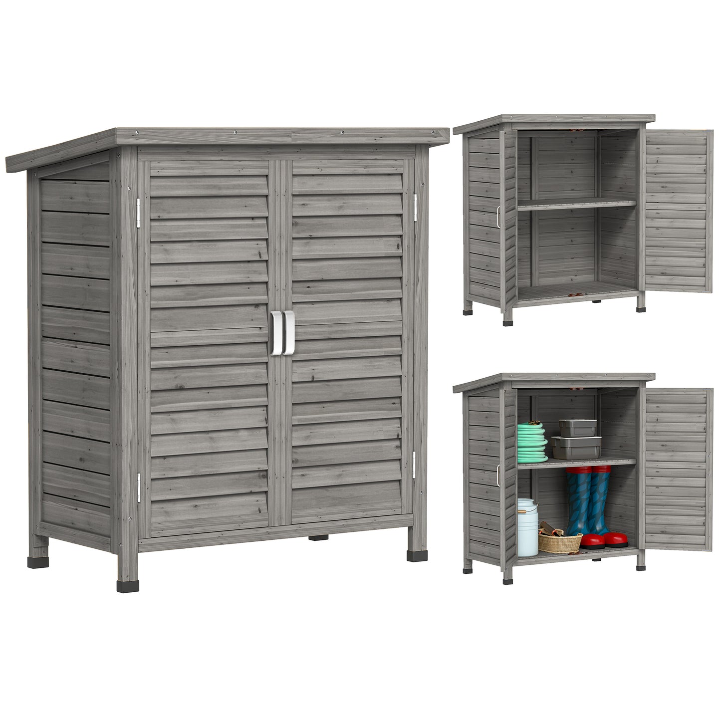 Remise de jardin en bois avec 2 portes et tablettes