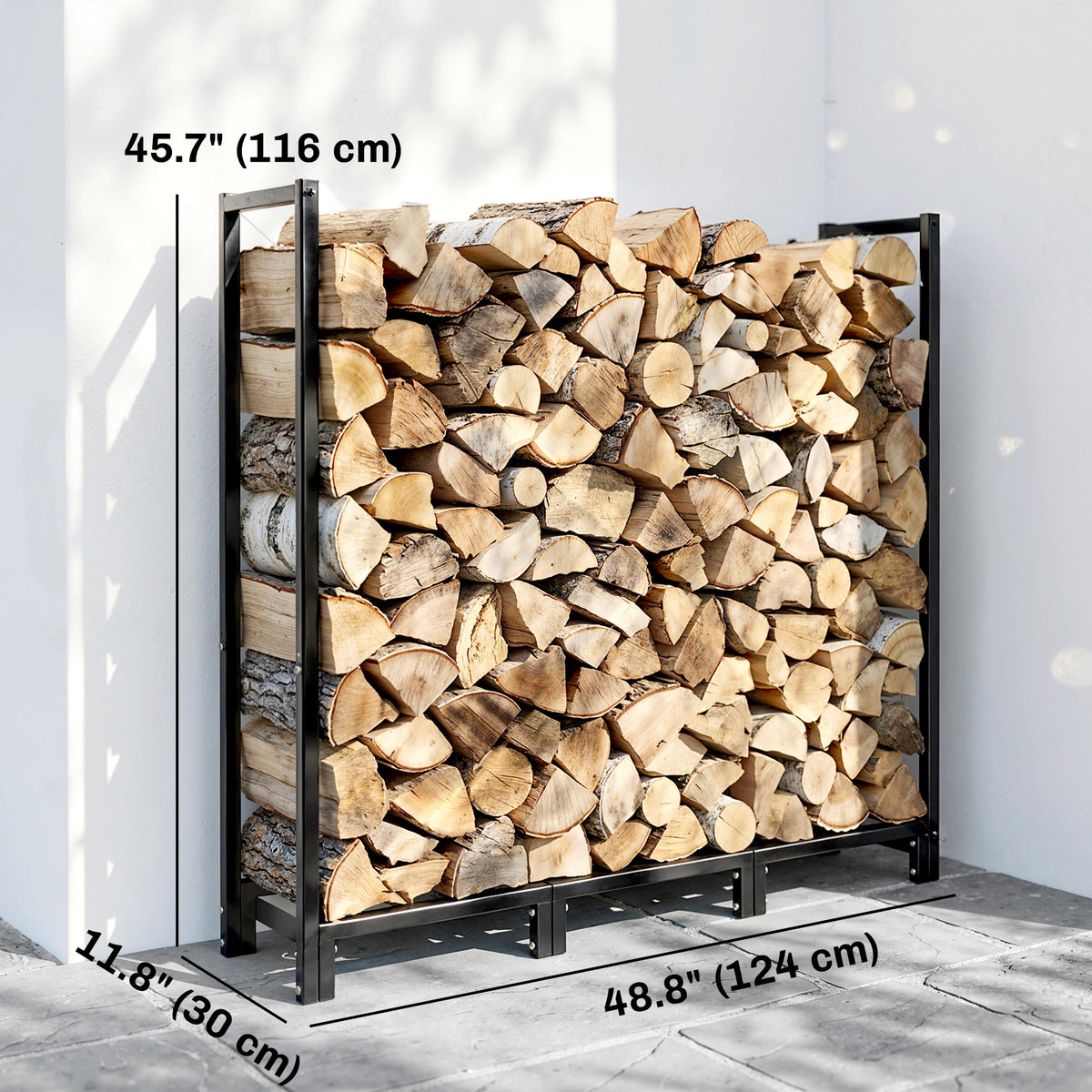 Support à bois de chauffage réglable en acier