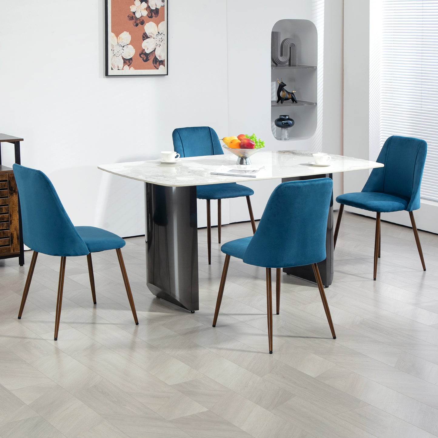 Chaises de salle à manger rembourrées ensemble de 4 velours