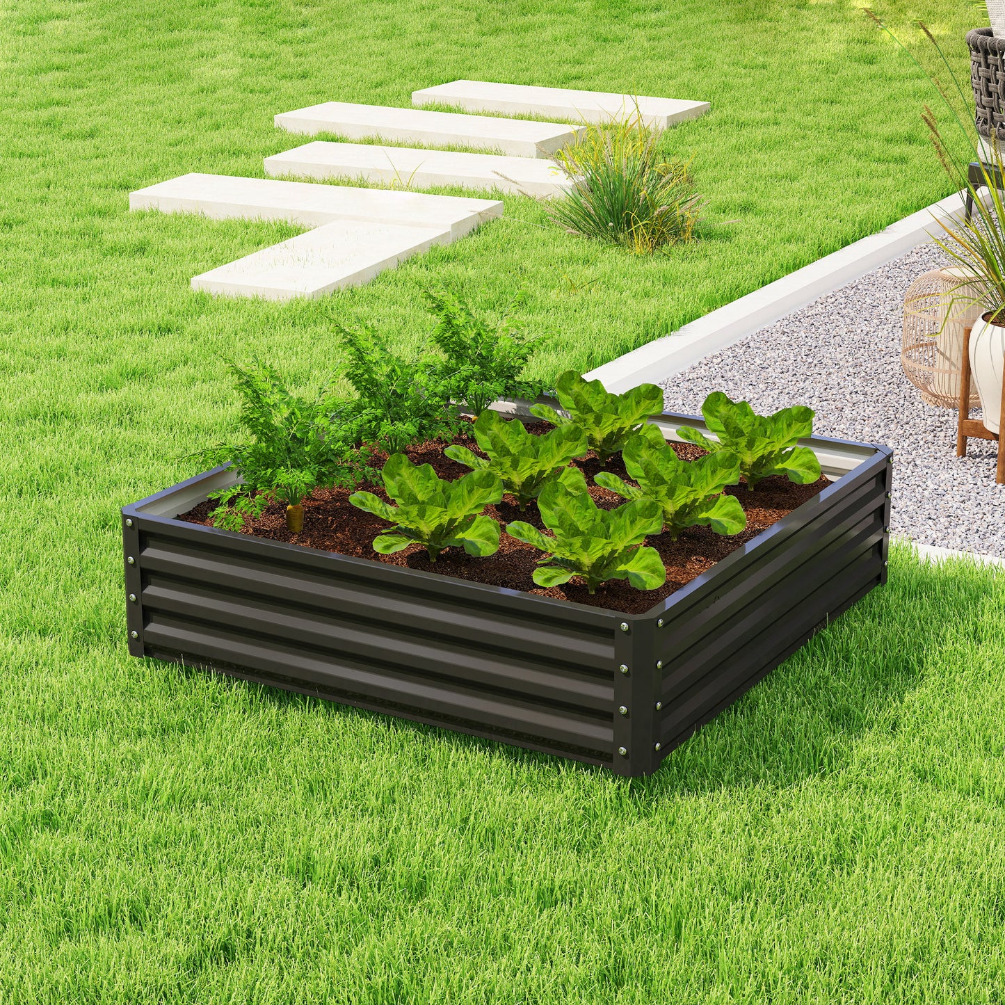 Jardinière surélevée acier galvanisé 120x120x30cm