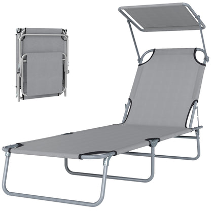 Chaise longue pliante avec auvent réglable