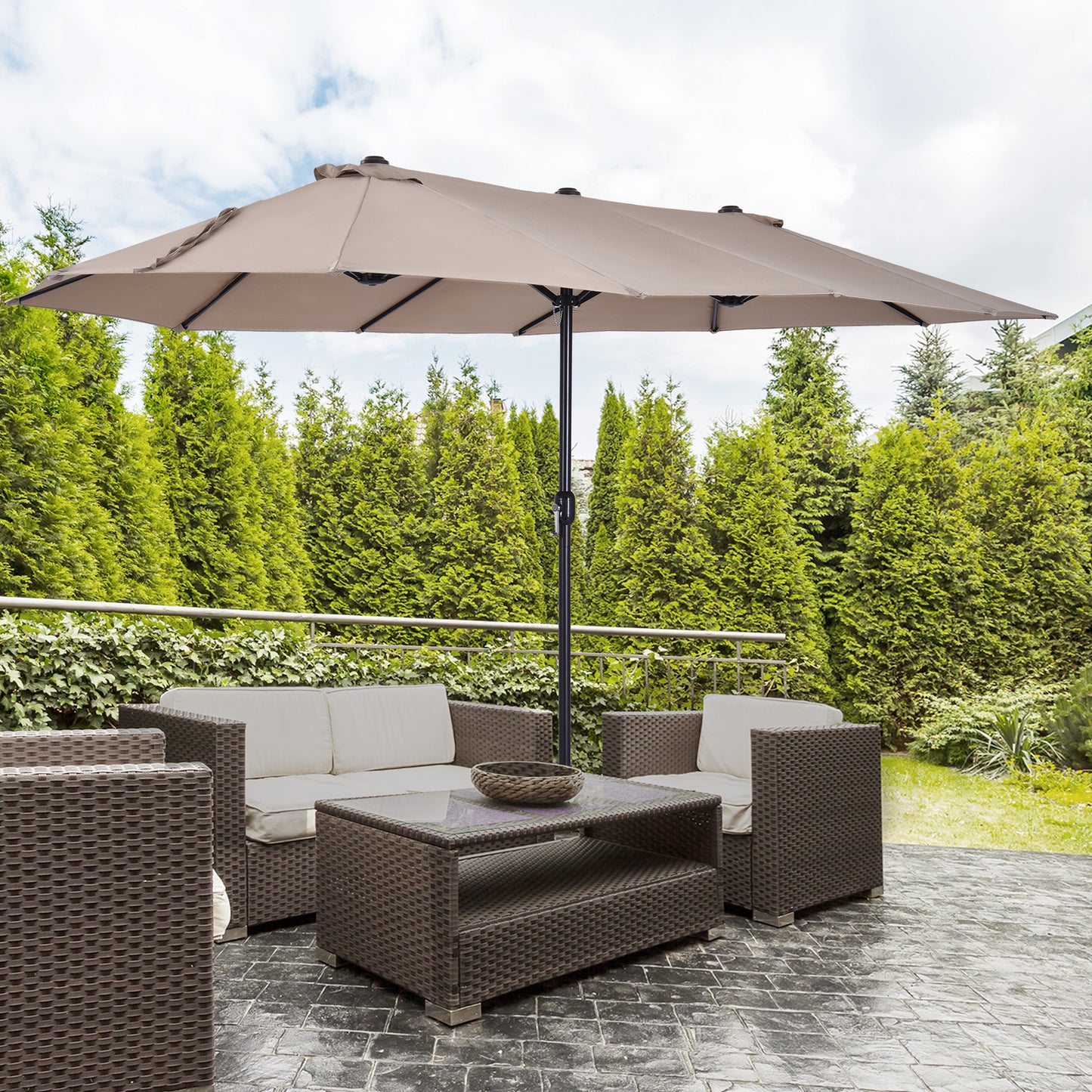 Parasol double face 4,6m avec manivelle acier