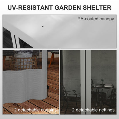 Pergola murale en acier 3 x 3 m avec rideaux