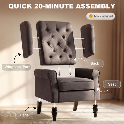 Fauteuil d'accent capitonné à dossier ailé en polyester