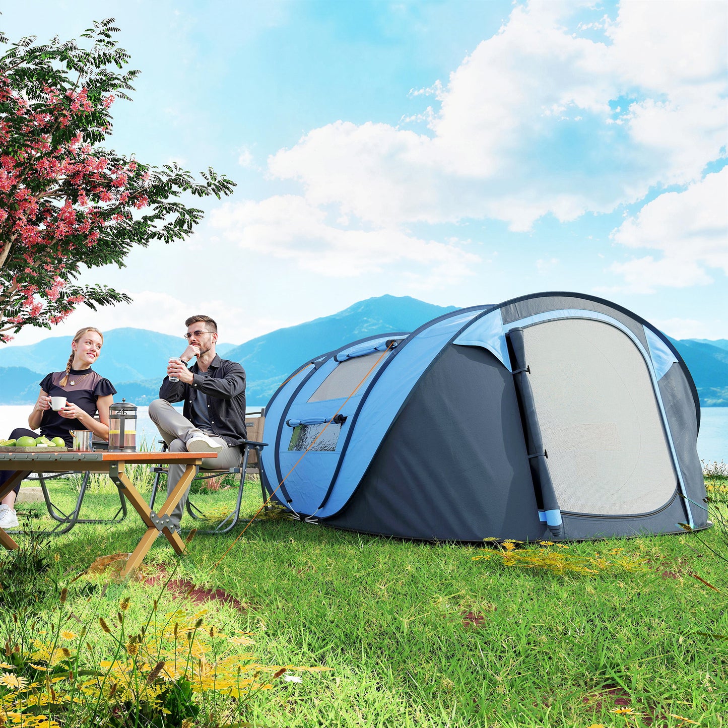 Tente de camping 4 personnes à montage automatique