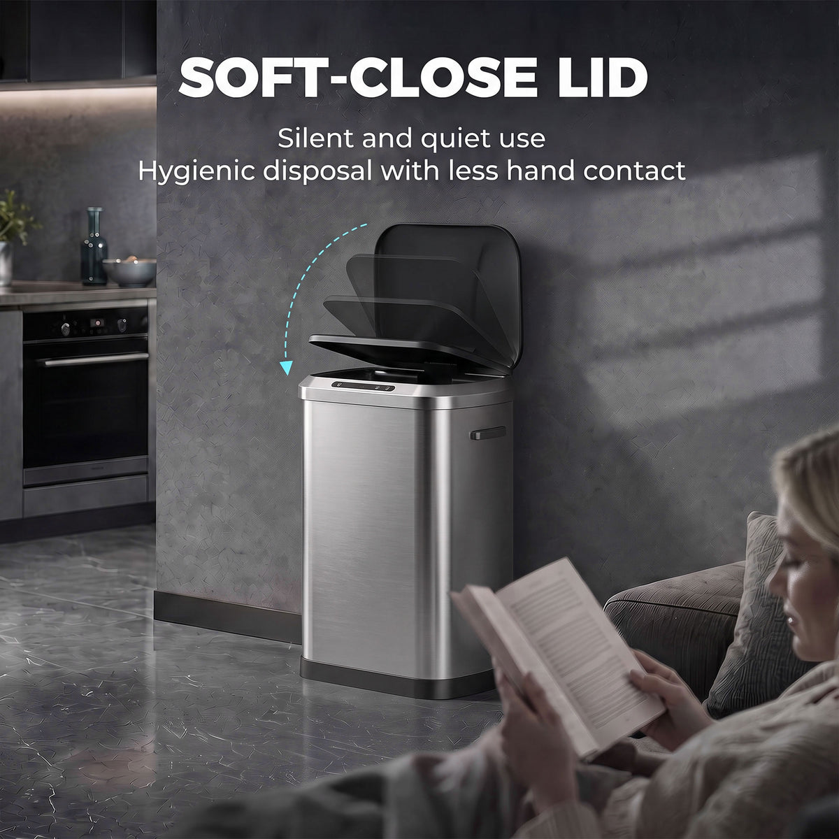 Poubelle automatique sans contact 50 L en acier inoxydable