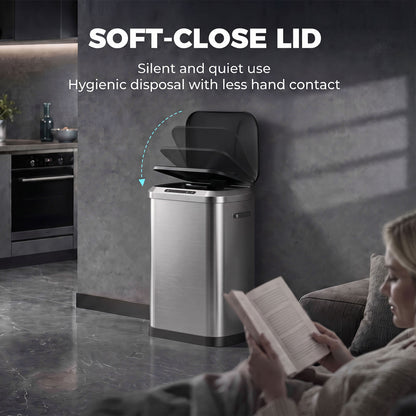 Poubelle automatique sans contact 50 L en acier inoxydable