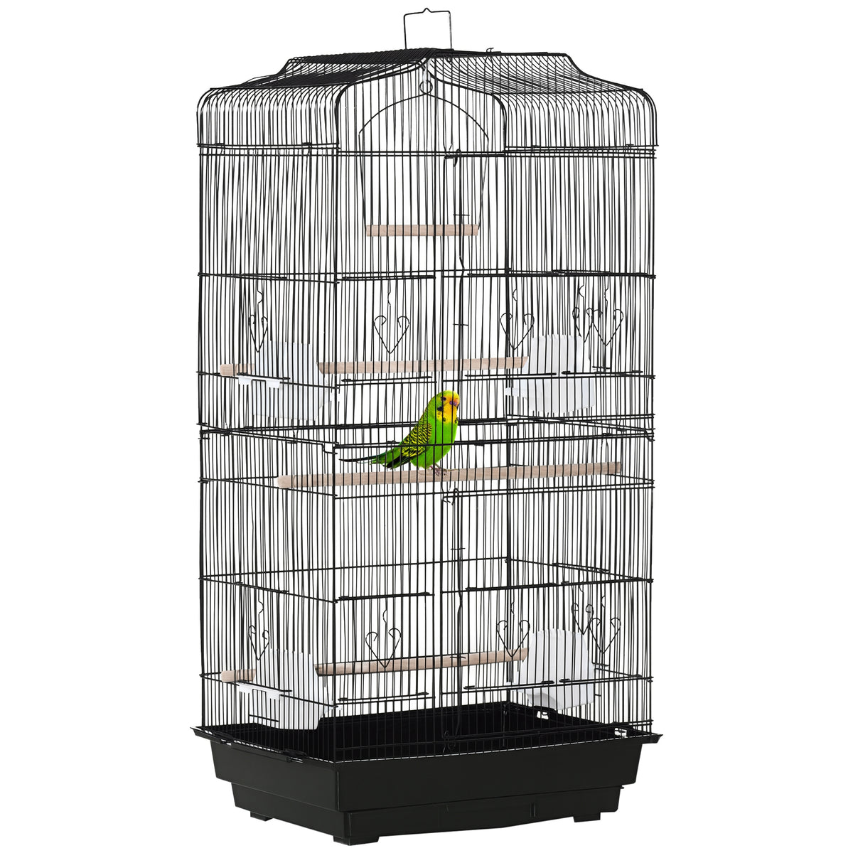 Cage à oiseaux vol libre 2 portes avec perchoirs
