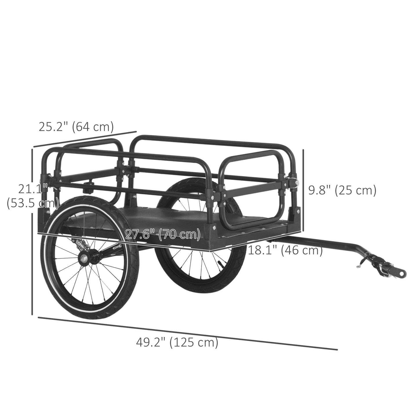 Remorque vélo cargo à suspension et triple sécurité
