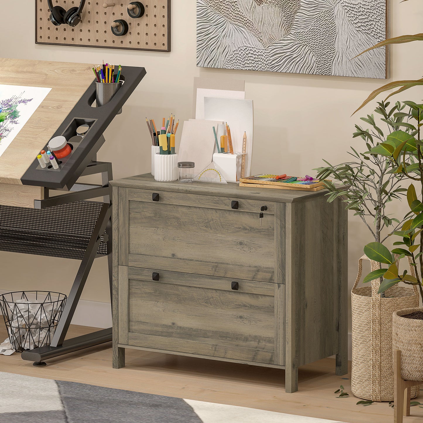 Classeur 2 tiroirs verrouillable avec barre ajustable