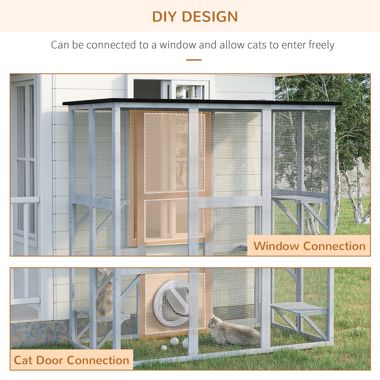 Enclos extérieur pour chats avec 6 plateformes