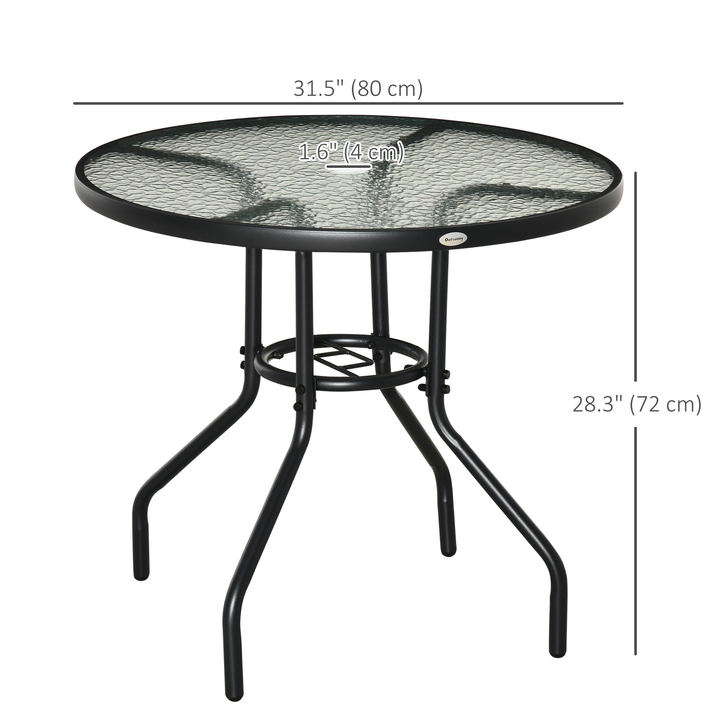 Table de patio ronde 80cm avec trou parasol