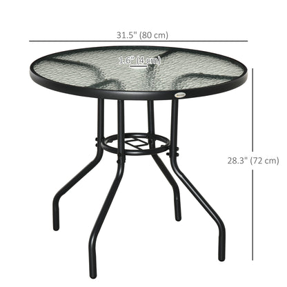 Table de patio ronde 80cm avec trou parasol