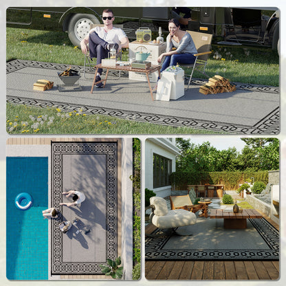 Tapis extérieur portable réversible 274 x 549 cm — noir