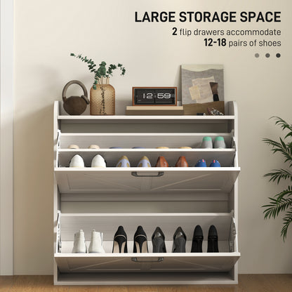 Armoire à chaussures étroite style fermette 2 tiroirs