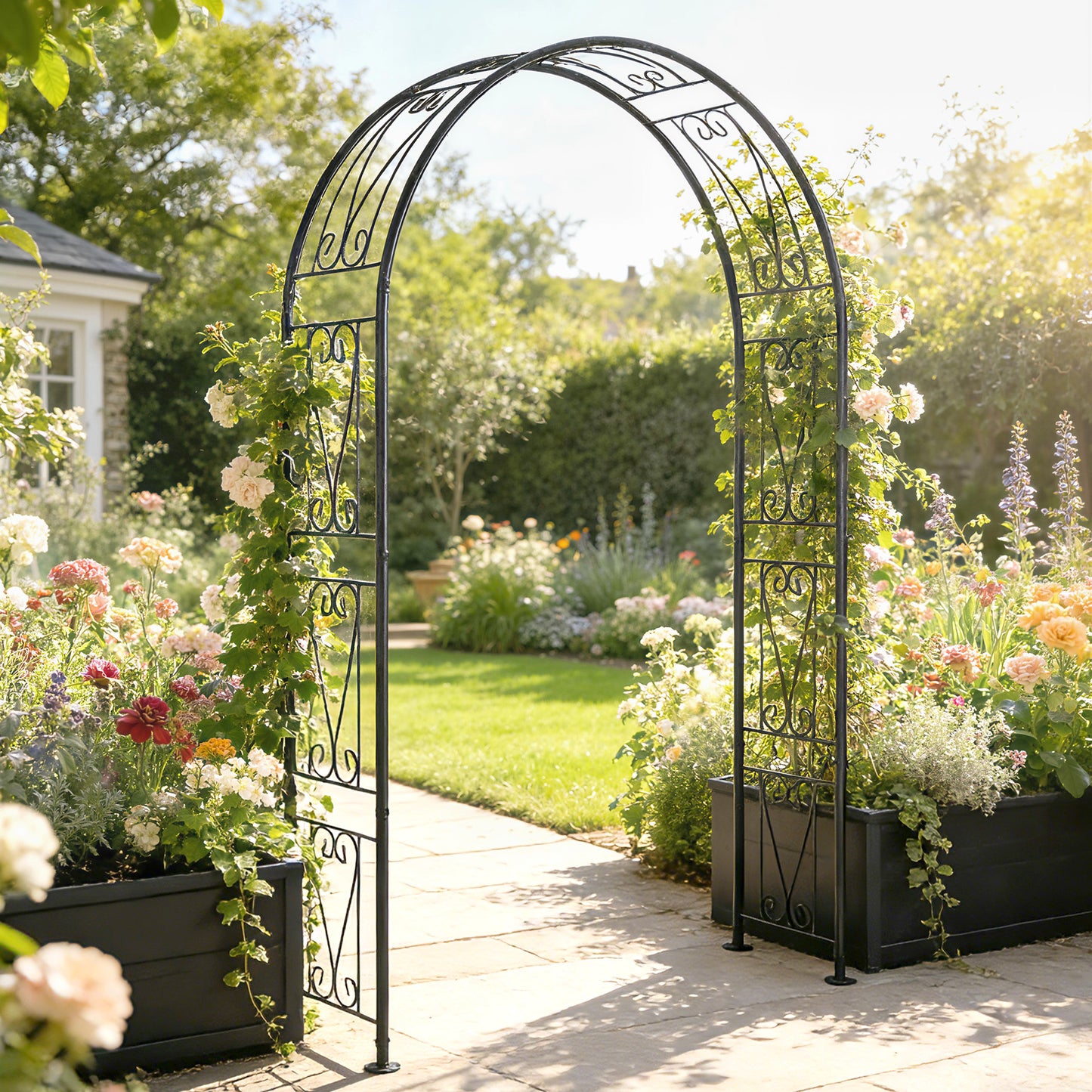 Arche de jardin 8 pieds treillis métal plantes grimpantes