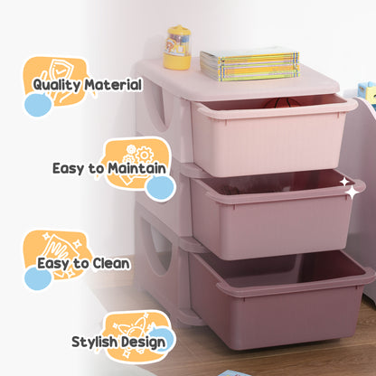 Organisateur de jouets à 3 niveaux et tiroirs en plastique