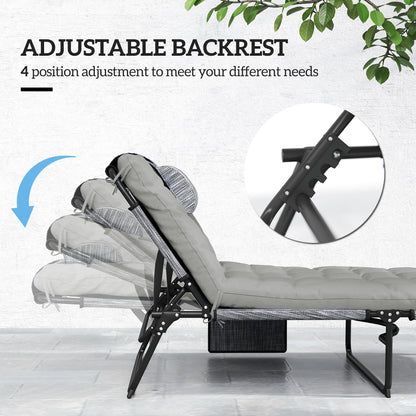 Chaise longue pliante 4 positions avec coussin