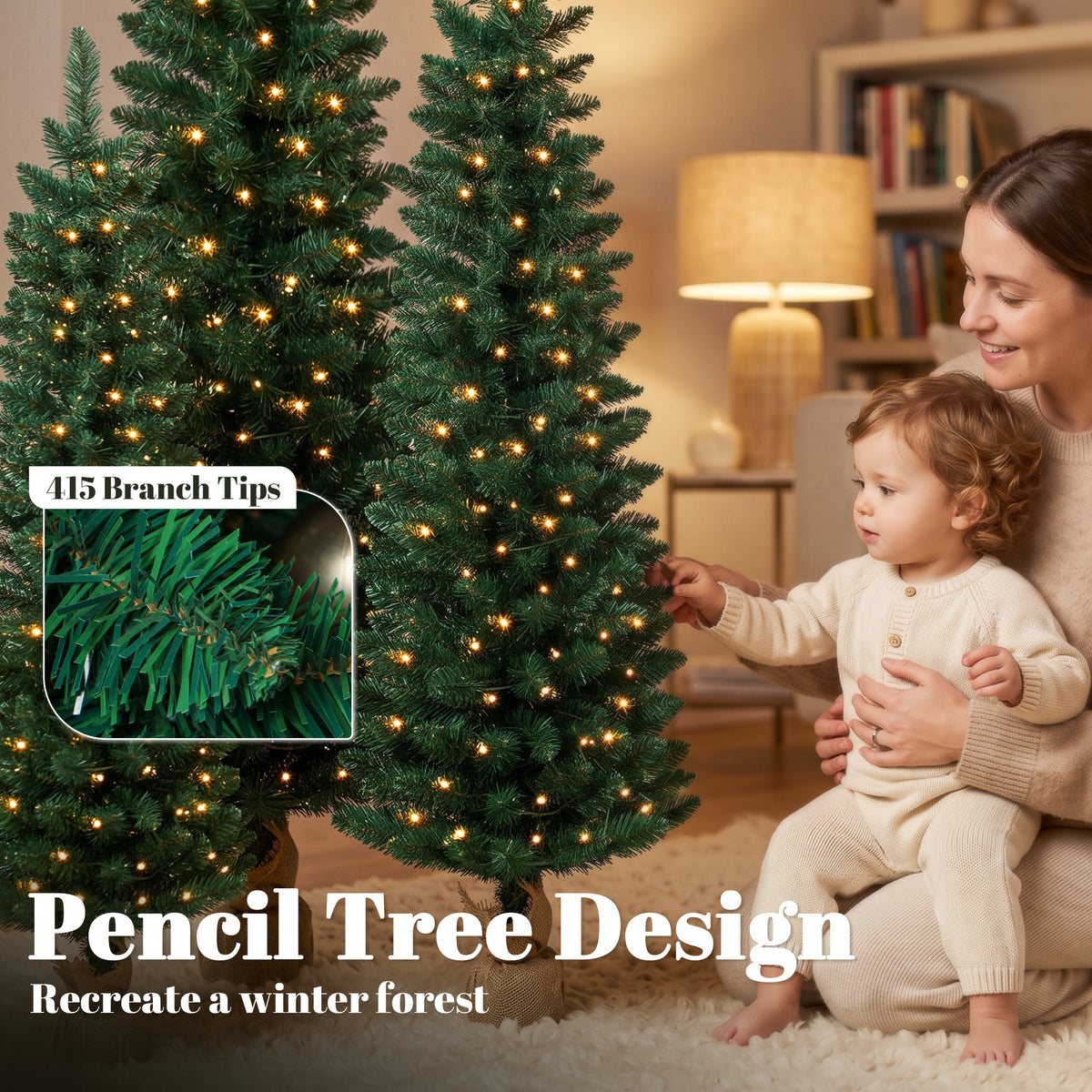 Arbre de Noel crayon artificiel — Lot de 3
