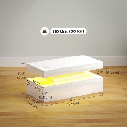 Table basse lumineuse à LED avec rangement