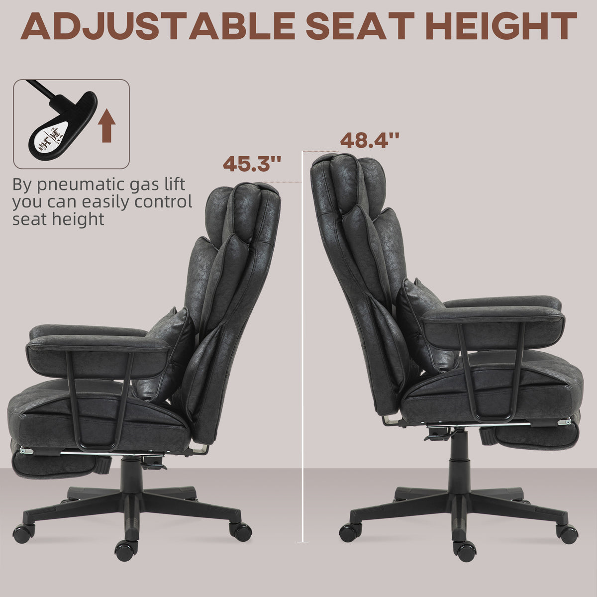Chaise de bureau ergonomique grand format avec repose-pieds