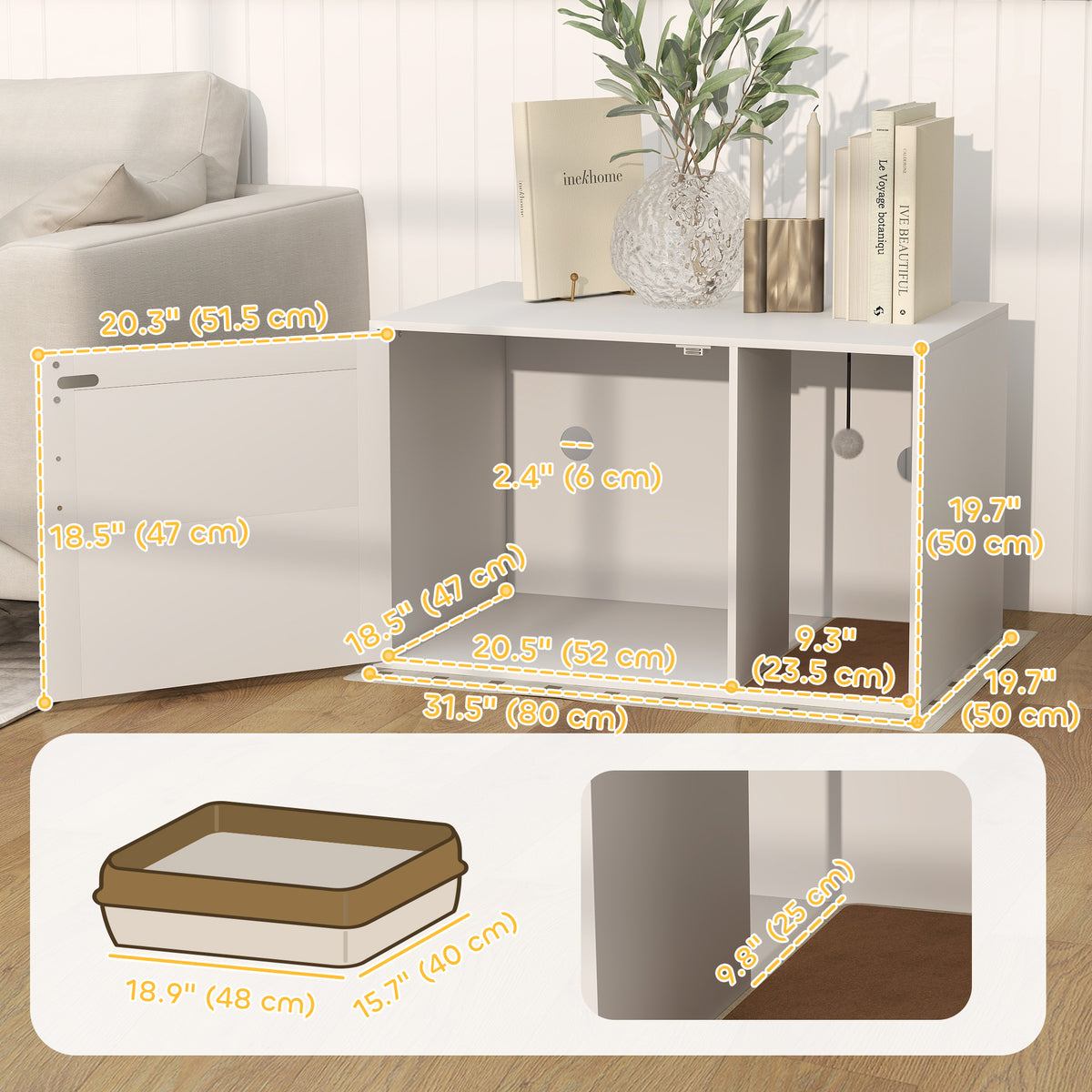 Meuble litière pour chat style boho
