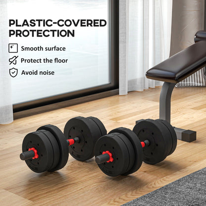 Haltères ajustables 2-en-1 20 kg — noir