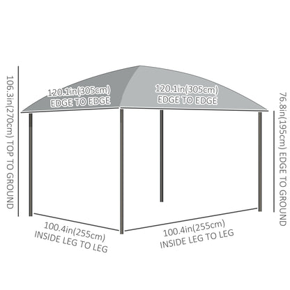 Gazebo toit rigide polycarbonate UV60+ avec rideaux