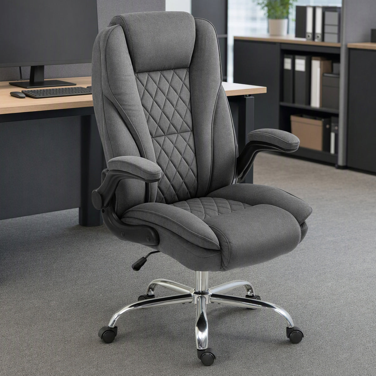 Chaise de bureau ergonomique en velours capitonné