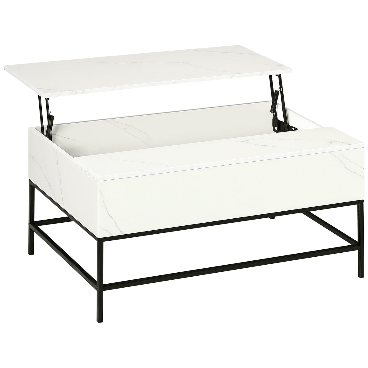Table basse plateau relevable avec rangement caché