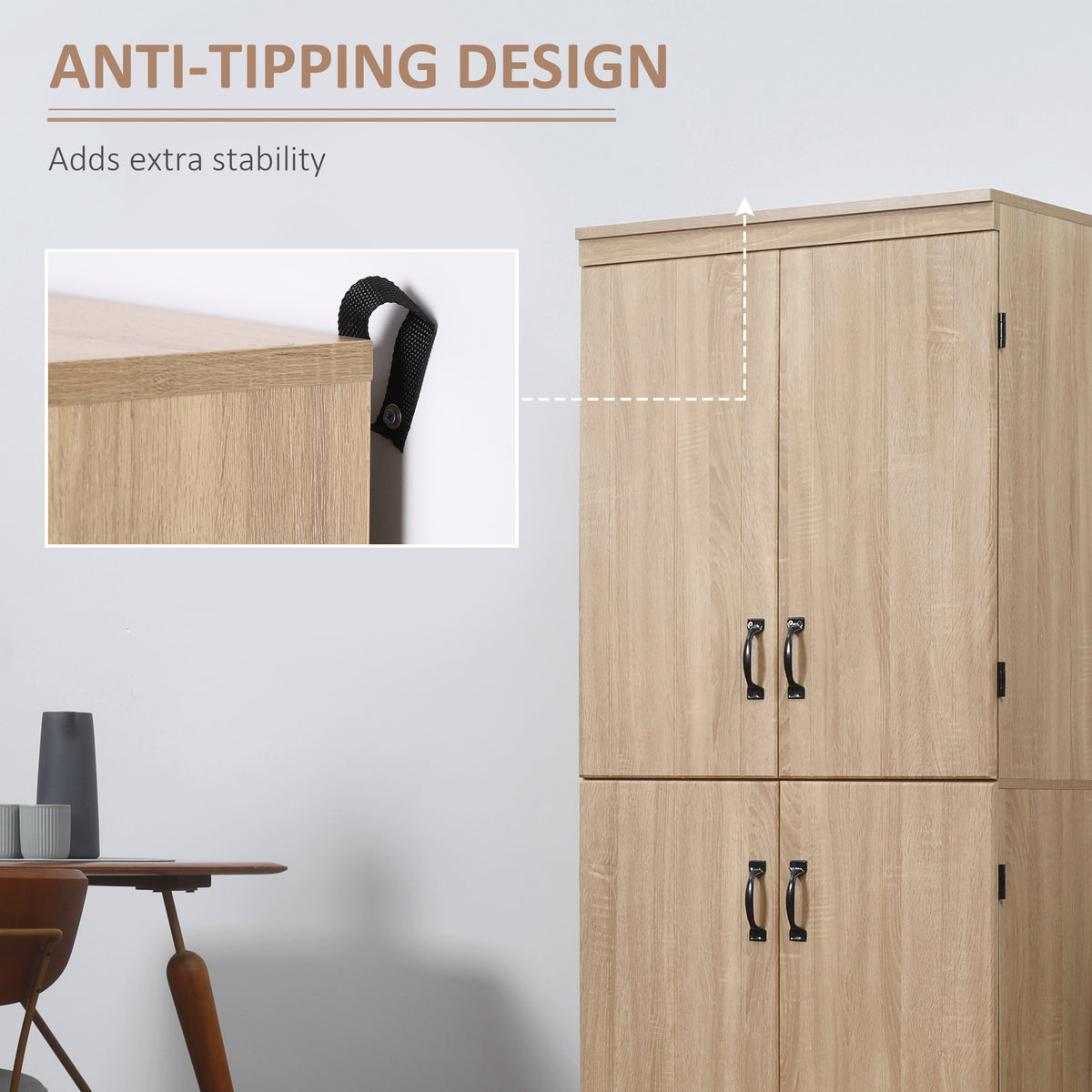 Armoire de garde-manger autoportante à 4 portes 177 cm
