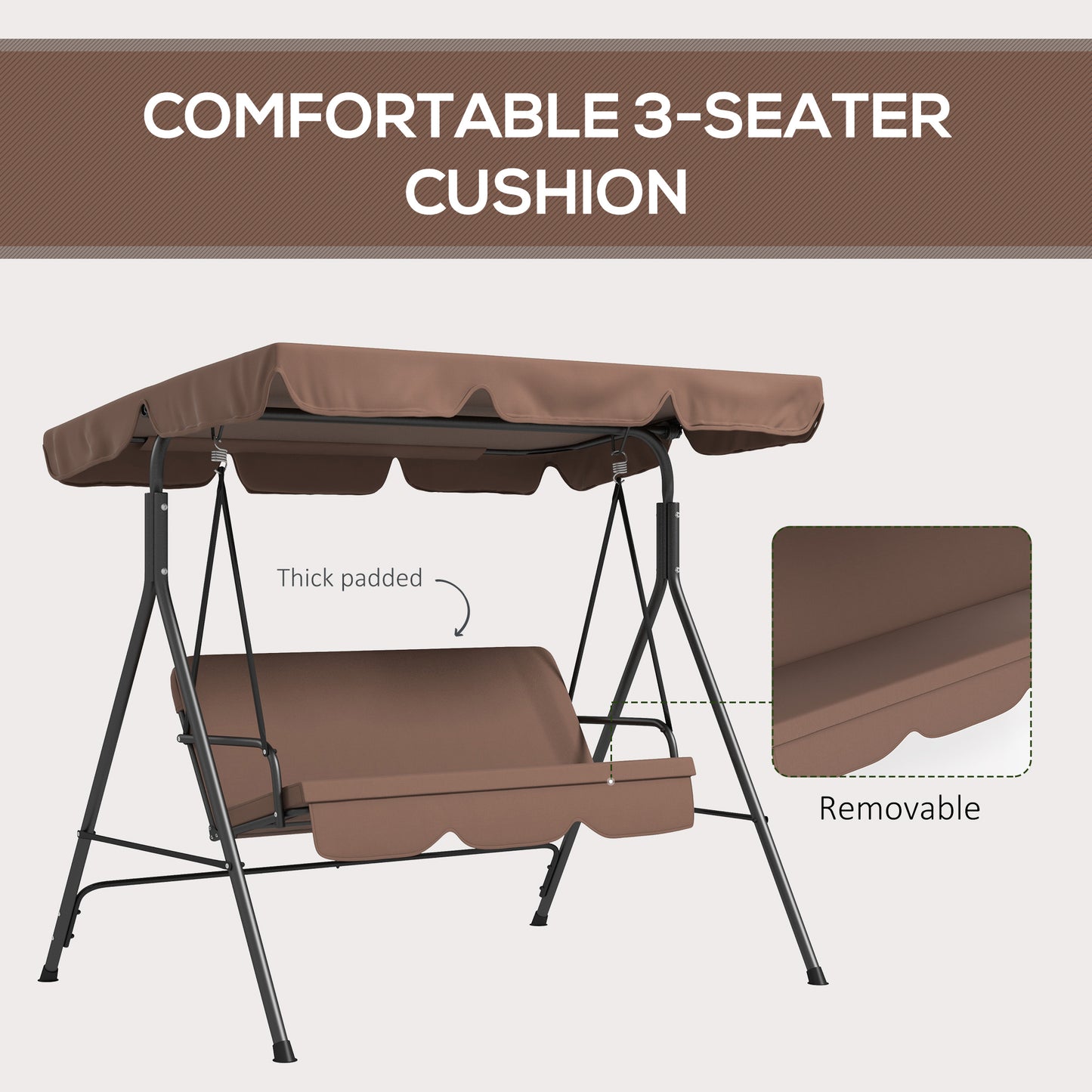Balancelle de patio 3 places avec auvent ajustable
