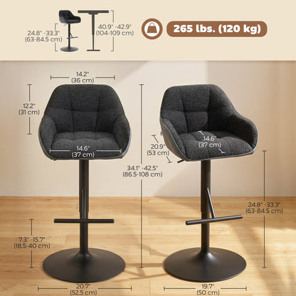 Tabourets de bar pivotants hauteur réglable avec dossier