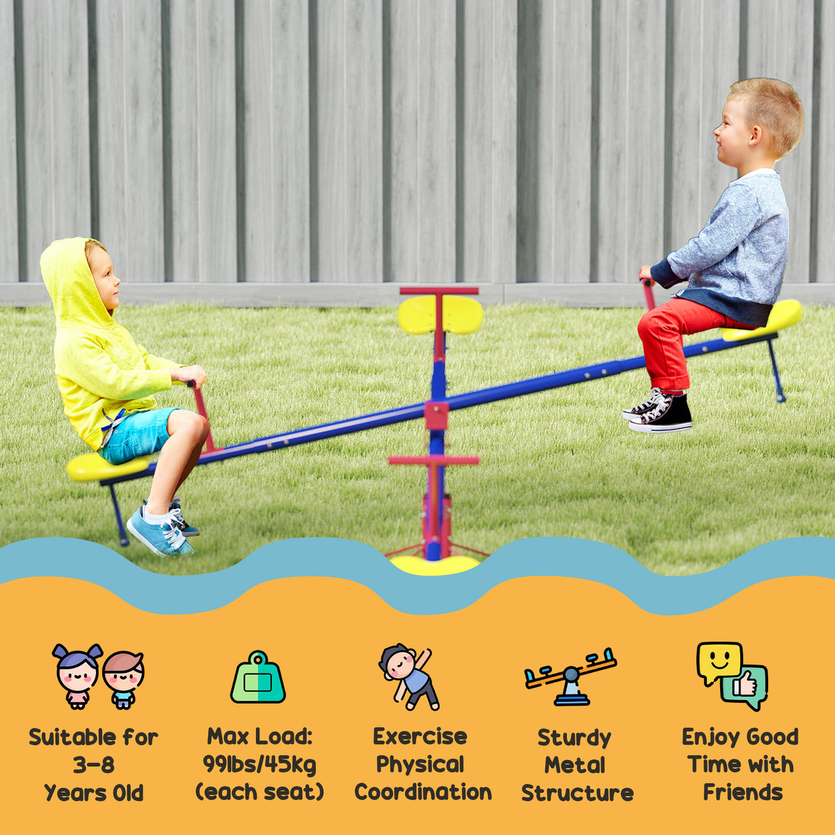 Bascule de jardin pour enfants 4 places en métal