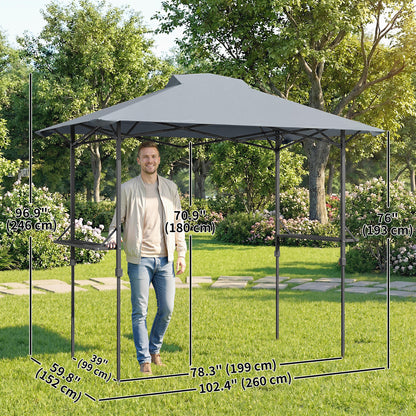 Gazebo de barbecue escamotable UPF 50+ avec 2 tablettes