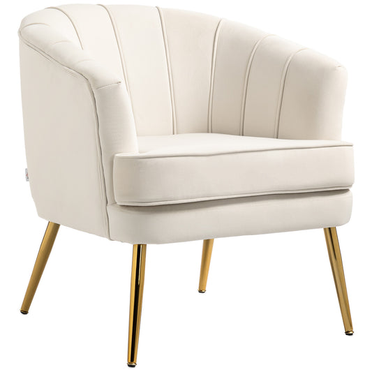 Fauteuil d'accent moderne avec pieds dorés en métal