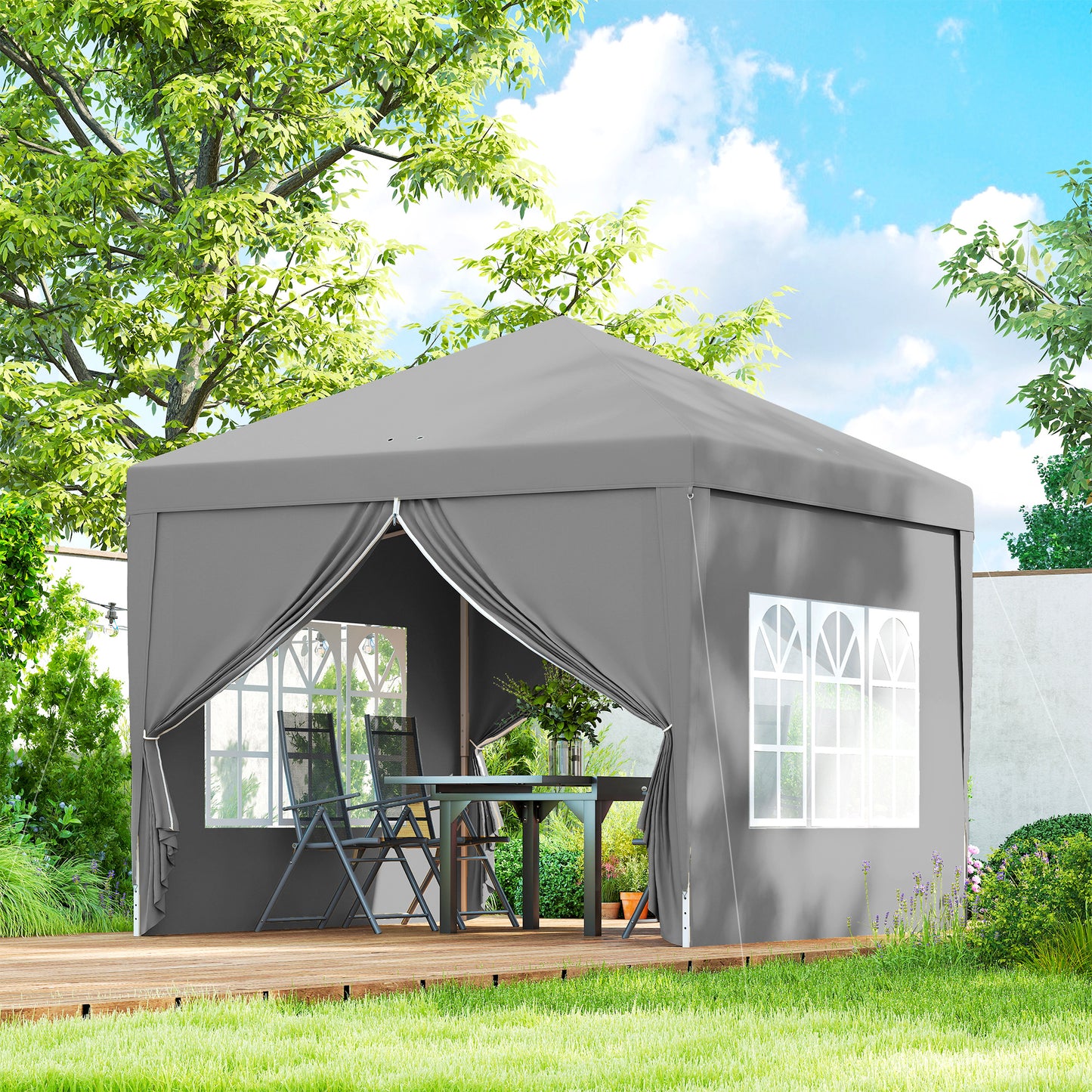 Tente de jardin escamotable 3 x 3 m avec sac de transport