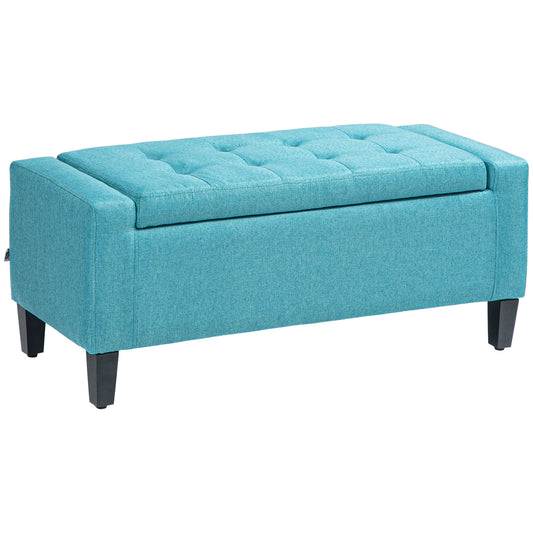Banc coffre capitonné en lin