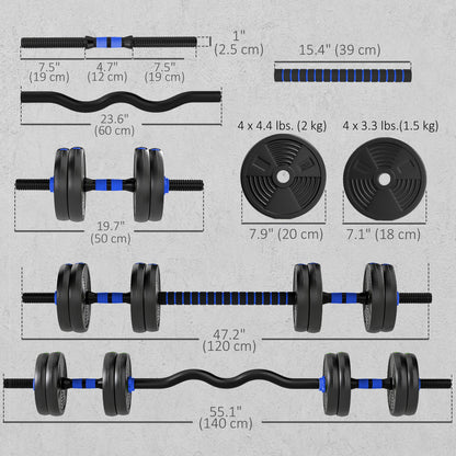 Ensemble d'haltères 3 en 1 ajustable — 15 kg
