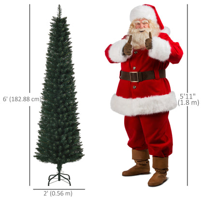 Sapin de Noël artificiel mince 6 pi avec socle pliant