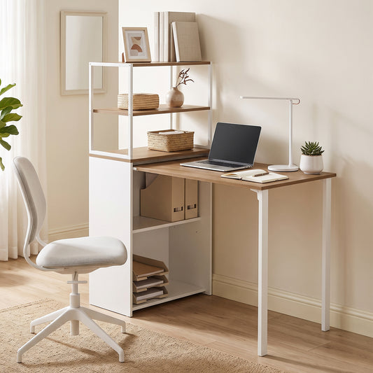Bureau pliant avec bibliothèque 4 niveaux gain de place