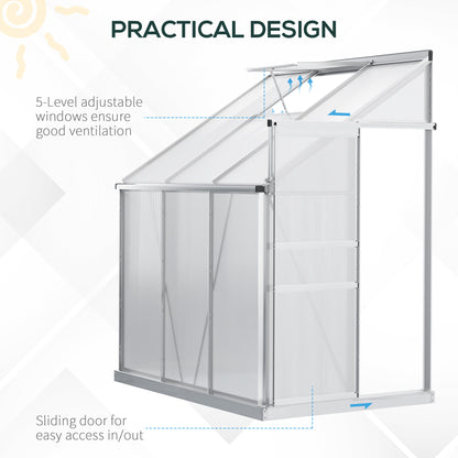 Serre adossée aluminium 183x122cm polycarbonate — Foncé