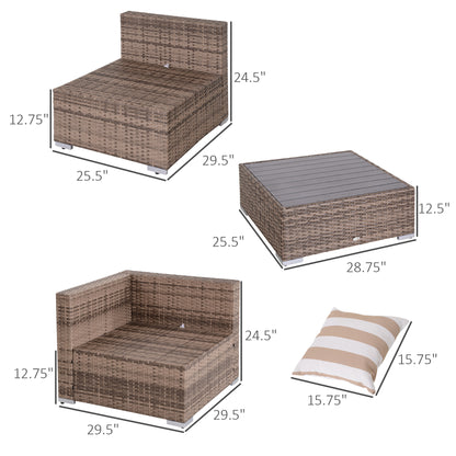 Outsunny 7-Piece Patio Set - Grey Rattan Sectional Sofa
