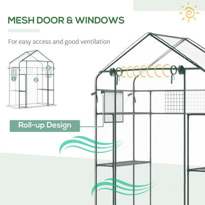 Serre de jardin walk-in 4 tablettes porte à rouleau