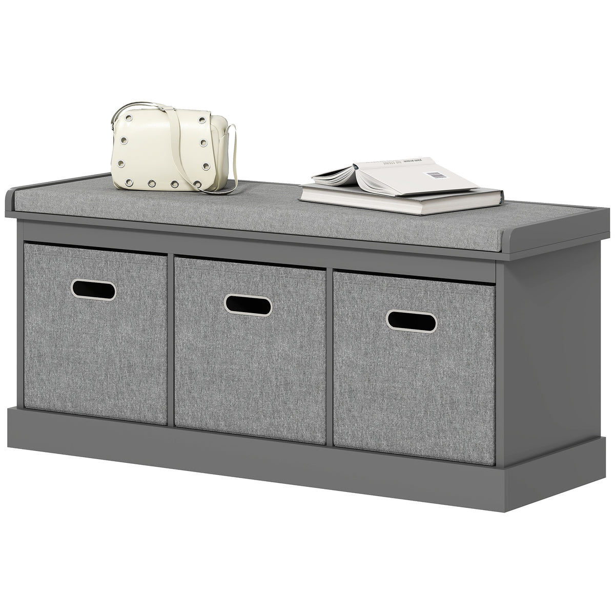 Banc de rangement pour chaussures avec coussin et tiroirs