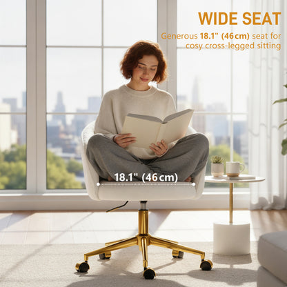 Chaise de bureau en teddy fleece pivotante réglable