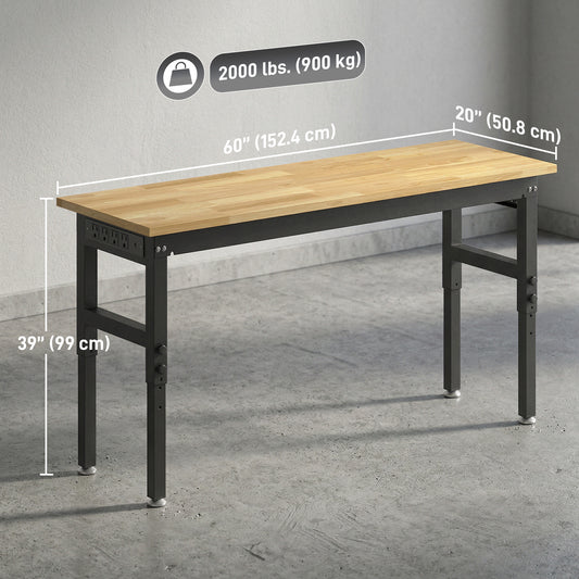 Établi réglable robuste 152 cm — capacité 907 kg