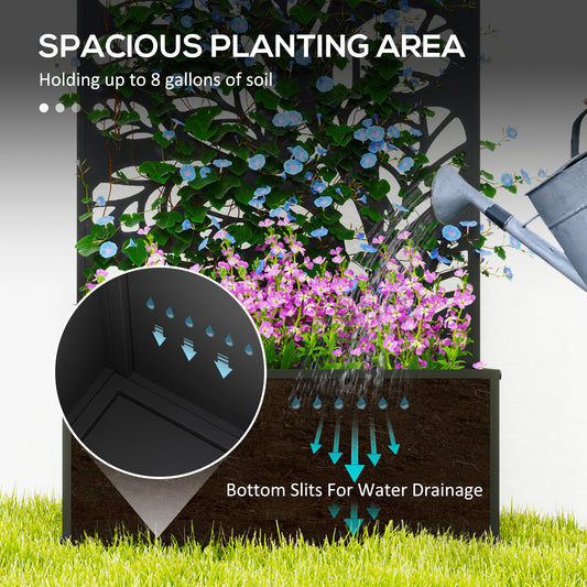 Jardinière surélevée en métal avec panneau décoratif